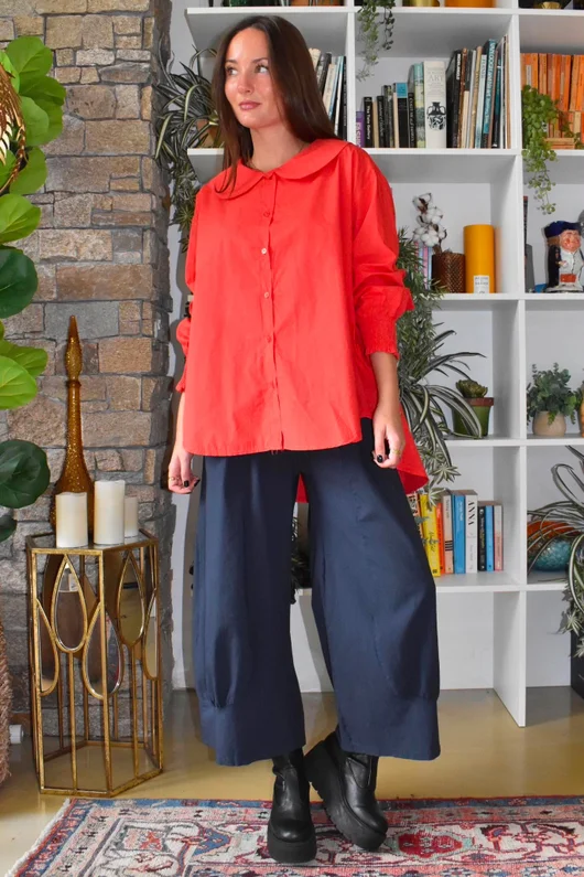 Paloma Tela Peter Pan Blouse Chilli